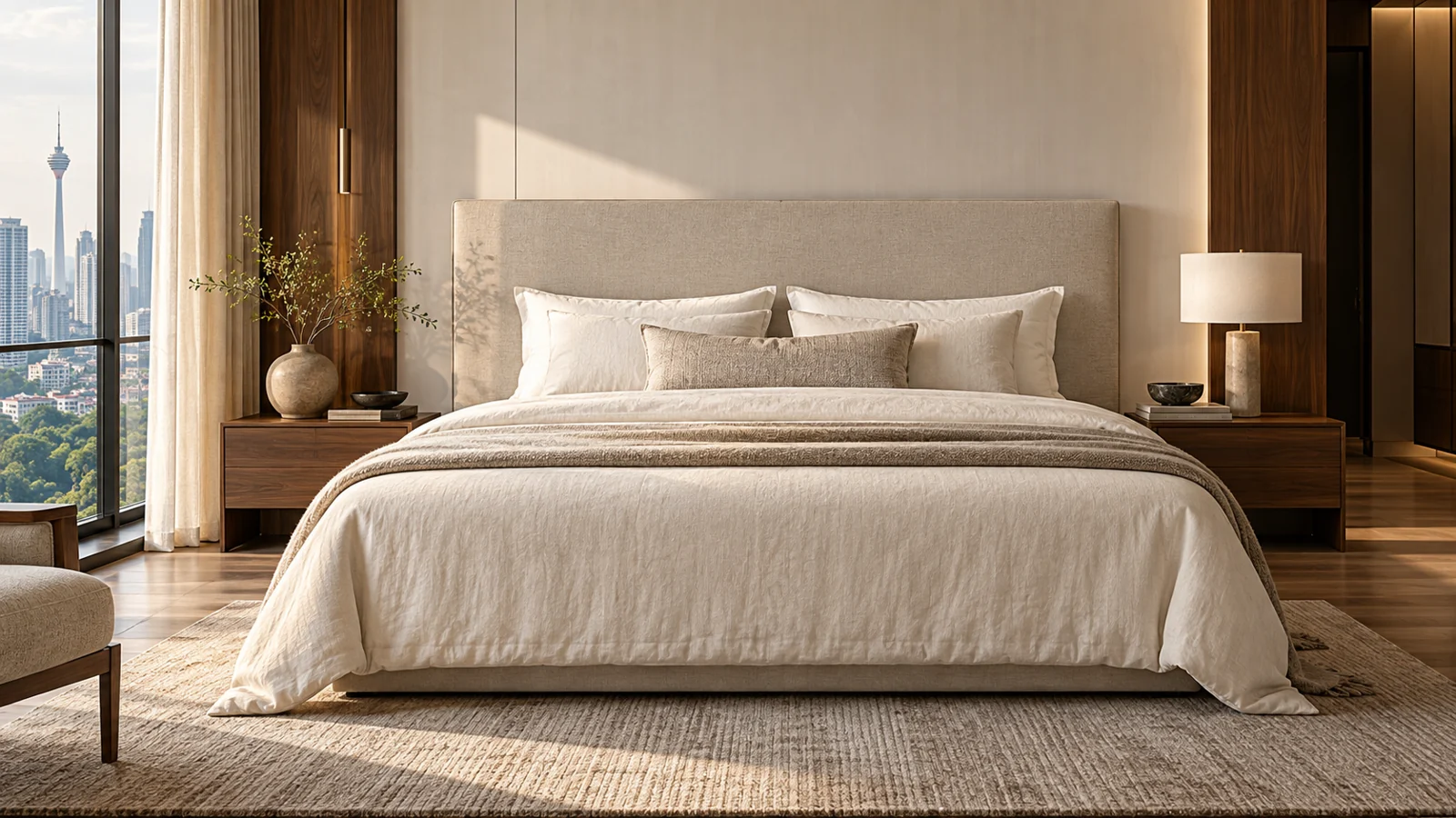 NV-BH028 Minimal Linen original AI bedhead concept