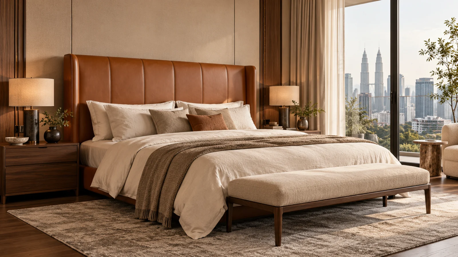 NV-BH029 Saddle Leather original AI bedhead concept